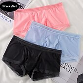 preiswerte Boxershorts für Herren-Herren 3 Pack Unterwäsche Boxer Slip Nylon Eis-Seide Atmungsaktiv Waschbar Komfortabel Glatt Mittlere Hüfthöhe Schwarz Weiß