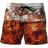 baratos Comida &amp; Bebidas-Homens Estampas Abstratas Cerveja Calção de Banho Bermuda de Surf Shorts de Natação Cintura Média Moda Roupa de rua Casual Ao ar livre Diário Feriado Bolsos Com Cordão Cintura elástica Designer Roupa
