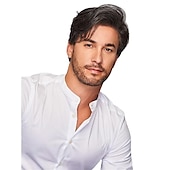 cheap Mens Wigs-Men&#039;s Wig with Black and White Fringe and Partial Puffy Wig
