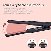 abordables Rasage et épilation-Petit fer plat pour les bords crayon fer à lisser pour cheveux courts et cheveux longs 3/10 pouces petit fer plat avec réglages de température réglables et double tension avec des gants résistants à