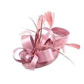 levne Fascinátoři-Čelenky Fascinátory Klobouky  Polyamidový klobouk Fedora Klobouk s plochým vrškem Podzimní svatba Městská párty  Večerní dovolená Čajová párty Dostih Vintage Elegantní s peřím Appliques Hlava