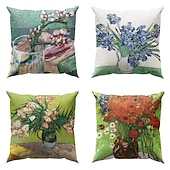 abordables Coussins, inserts et housses-van gogh double côté taie d&#039;oreiller 4 pc doux décoratif carré taie d&#039;oreiller taie d&#039;oreiller pour chambre salon canapé canapé chaise lavable en machine