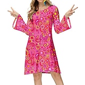 cheap Dresses-Hippie Retro Vintage 1970s Disco Dress Women&#039;s Costume Vintage Cosplay Party &amp; Evening Long Sleeve Dress Masquerade
