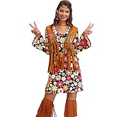 cheap Dresses-Retro Vintage 1970s Disco Dress Flare Cuff Sleeve Hippie Printing Women&#039;s Masquerade Party &amp; Evening Pride Parade Pride Month Adults&#039; Dress