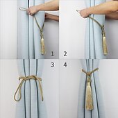 cheap Curtain Accessories-Rope Curtain Tassel Tie Backs Curtain Fringe Tiebacks Holdbacks Window Drapes Curtain Strap Buckle Holder Window Decorative Accessories