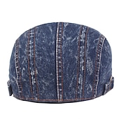 cheap Men's Hats-Men's Flat Cap Black Blue Denim Streetwear Stylish 1920s Fashion Outdoor Daily Going out Plain Warm