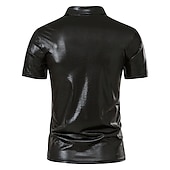 preiswerte Klassisches Poloshirt für Herren-Herren Poloshirt Golfhemd Klub Kubanisches Halsband Kargen Kurzarm Brautkleider schlicht Wellen Neuheit Knopf vorne Regular Fit Silber Schwarz Gold Poloshirt