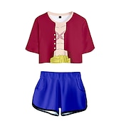 cheap Cartoon &amp; Movie Character Graphic-One Piece Monkey D. Luffy Roronoa Zoro Outfits Shorts Crop Top Anime 3D Graphic For Women&#039;s Adults&#039; 3D Print