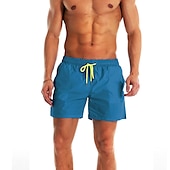 cheap Men&#039;s Swimming Shorts-Men&#039;s Board Shorts Swim Shorts Swim Trunks Summer Shorts Beach Shorts Drawstring Elastic Waist Plain Quick Dry Short Daily Holiday Hawaiian Boho Black Yellow Micro-elastic