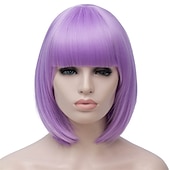 preiswerte Kostümperücke-grüne Perücken für Frauen 12&#039;&#039; kurze grüne Bob-Perücke mit Pony natürliche synthetische weiche Perücke süße farbige Perücken für St. Patrick&#039;s Day Party Halloween St. Patrick&#039;s Day Perücken