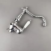economico Classici-miscelatore monocomando per lavabo da bagno in ottone, rubinetti monocomando per lavabo a ponte rubinetto in ceramica, rubinetti monoforo per tubo flessibile freddo e caldo