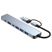 cheap USB Hubs-4/7/8 In 1 USB3.0 Type C Extender Hub Docking Station Multi USB Splitter Multiport Adapter USB 3.0 2.0 TF SD Reader Slot For for Mac Pro Mini iPad Pro Surface Pro lash Drive Mobile HDD