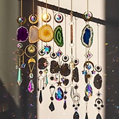 economico Acchiappasogni-fetta di agata geode cristallo sun catcher, creatore di arcobaleno, prisma finestra di cristallo appeso, strega suncatcher windchime wall decor, boho home decor