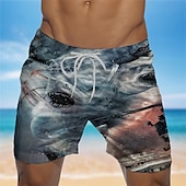 cheap Ocean Print-Men&#039;s Shark Graphic Prints Swim Shorts Board Shorts Swimming Trunks Mid Waist Hawaiian Boho Casual Daily Holiday Drawstring with Mesh lining Elastic Waist Designer Clothing Apparel