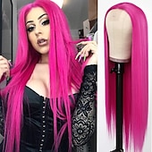 abordables Pelucas de fiesta-Pelucas verdes peluca sintética larga recta verde irlandés resistente al calor sin frente de encaje con cabello de bebé peluca sin pegamento para fiesta de San Patricio cosplay para mujeres de moda