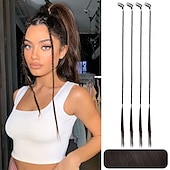 cheap Ponytails-Braid Hair Extensions 4 PCS Baby Braids Front Side Bang Curtain Bang Clip in Hair Extensions Long Braided Hair Piece Natural Soft Synthetic Hair for Women Daily Wear 20 Inch Cool Light Blonde