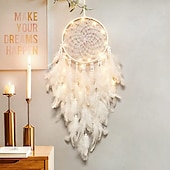 voordelige Decoratieve lichten-led dromenvanger witte veer kerstverlichting creatieve muur opknoping vakantie slaapkamer huis bruiloft balkon tuin decoratie windgong licht verjaardag zegen cadeau