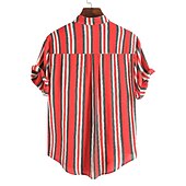 voordelige heren overhemd met knopen-Voor heren Overhemd Zomer overhemd Normaal shirt Overhemd met knopen Gestreepte shirts Geel Blauw Rood Donkerblauw Korte mouw Gestreept Band Kraag Vakantie Straat Afdrukken Kleding 100% katoen