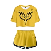 cheap Cartoon &amp; Movie Character Graphic-One Piece Monkey D. Luffy Roronoa Zoro Outfits Shorts Crop Top Anime 3D Graphic For Women&#039;s Adults&#039; 3D Print