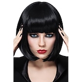 preiswerte Kostümperücke-grüne Perücken für Frauen 12&#039;&#039; kurze grüne Bob-Perücke mit Pony natürliche synthetische weiche Perücke süße farbige Perücken für St. Patrick&#039;s Day Party Halloween St. Patrick&#039;s Day Perücken