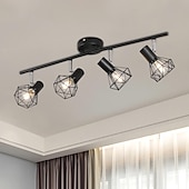 cheap Ceiling Lights-LED Ceiling Light Rotatable 4 Way Adjustable Retro Ceiling Spotlights Black Metal Caged Shades Spotlight Fitting for Kitchen Living Room Bedroom (No Bulbs)