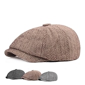 baratos Chapéu para Homem-Homens Chapéu de Boina chapéu de jornaleiro boné de tweed Caqui Cinzento Claro Algodão Roupa de rua à moda Moda Dos Anos 20 Ao ar livre Diário Para Noite Estampas Abstratas Quente