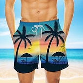 economico Piante e Fiori Tropicali-Per uomo Piante Stampa Paesaggio Pantaloncini da mare Pantaloncini da Surf Costume nuoto a pantaloncino Misura del girovita medio Hawaiano Casual Pantaloncini Ferie Rete Coulisse con fodera in rete