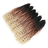 cheap Crochet Hair-Crochet Box Braids Curly Ends 144 Strands 22 Inch Bohomian Crochet Braids Box Braids 3X Goddess Box Braids Crochet Hair Synthetic Crochet Braids Hair Extensions