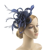 olcso Kalapok és fejdíszek-elbűvölő kentucky derby sapka fejfedők organza poliészter / poliamid fedora kalap fátyol sapka tea party lovasverseny hölgyek napi vintage stílusú vintage elegáns toll rátétekkel fejdísz