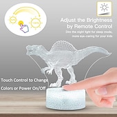economico Luci notturne 3D-Lampada da illusione di dinosauro 3d a luce notturna Lampada da arredamento a 16 colori con telecomando per il bar della camera da letto da salotto I migliori giocattoli regalo per ragazze dei ragazzi