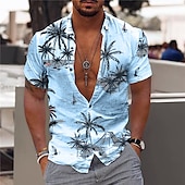 cheap Tropical Plants-Men&#039;s Coconut Tree Aloha Tropical Plants Shirt Summer Hawaiian Shirt Short Sleeve Shirt Turndown Fashion Hawaiian Designer Outdoor Street Casual Light Pink White Yellow Print S M L