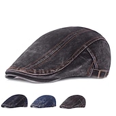 cheap Men's Hats-Men's Flat Cap Black Blue Denim Streetwear Stylish 1920s Fashion Outdoor Daily Going out Plain Warm