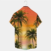 ieftine Plante tropicale-Bărbați Palmier Plante tropicale Cămașă Cămașă hawaiană Cămașă Aloha Mânecă scurtă Cămașă Răsfrânt Tropical Modă Hawaiană În aer liber Stradă Hawaiian Roșu-aprins Albastru piscină Portocaliu S M L