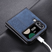 Недорогие Чехлы для Samsung-Чехол для телефона для Samsung Galaxy Z Flip 6 Z Flip 5 Z Flip 4 Z Flip 3 кожаный флип ударопрочный однотонный ПК PU кожа