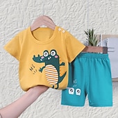 halpa Setit-2 osainen Lapset Poikien T-paita ja shortsit Asu Eläin Piirretty Lyhythihainen Puuvilla Aseta Kausaliteetti Muoti Päivittäin Kesä Kevät 3-7 vuotta Lyhyt setti 12-Dinosaur Paradise Lyhyt setti