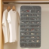 billige Smykkeoppbevaring-48grids hengende smykker oppbevaring øredobber halskjede armbånd hengende gjennomsiktig veske med rom holder organisator