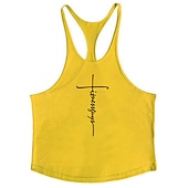 cheap Sports Gym T shirts-Men&#039;s Letter Tank Top Vest Top Undershirt Racer Back Tank Top Sleeveless T shirt U Neck Shirt Stylish Muscle Comfortable Sport Daily Vacation Black White Yellow Summer Clothing Apparel M L XL XXL