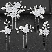 abordables Accessoires de coiffure-3/5 pièces peigne à cheveux de mariage épingles à cheveux de mariée ensemble argent cristal perle cheveux côté peigne en forme de u fleur strass mariage cheveux accessoires pour mariée demoiselle