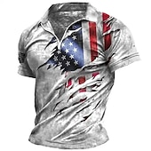 economico Festival-Per uomo Bandiera Americana Veterani Polo con zip Maglia da golf Manica Corta Magliette polo Camicie con Colletto Casual Abbigliamento casual alla moda Abbigliamento da vacanza Abiti da festa Stampa