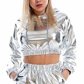 billiga poledancekläder-Danskostymer Exotiska danskläder Pole dance Topp Ren Färg Tvinning Dam Prestanda Träning Långärmad Polyester