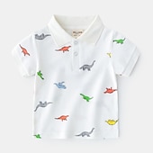 billiga T-shirts och skjortor för pojkar-Småbarn Pojkar Skjortor Tecknat Kortärmad Ledigt Bomull Mode Marin Sommar Kläder 3-7 år