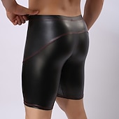 cheap Casual Shorts-Men&#039;s Shorts Casual Shorts Faux Leather Shorts Elastic Waist Plain Breathable Knee Length Holiday Gym Sports Fashion Black