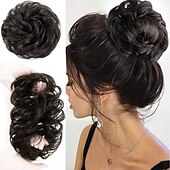 abordables Chignons-100% remy de cheveux humains extension de chignon désordonné chignon en désordre chouchous extension bouclés ondulés désordonné 100% remy extensions de cheveux humains chignon pour les femmes chignon