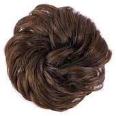 abordables Chignons-100% remy de cheveux humains extension de chignon désordonné chignon en désordre chouchous extension bouclés ondulés désordonné 100% remy extensions de cheveux humains chignon pour les femmes chignon