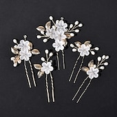 abordables Accessoires de coiffure-3/5 pièces peigne à cheveux de mariage épingles à cheveux de mariée ensemble argent cristal perle cheveux côté peigne en forme de u fleur strass mariage cheveux accessoires pour mariée demoiselle