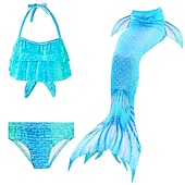 abordables Maillot de bain sirène-Enfants Fille Maillots de bain sirène Maillot de bain Bikini Utilisation Plage Dégradé Actif Plage Licou Maillots de bain 4-12 ans Eté Vert Claire
