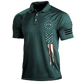 preiswerte Sport-Herren Poloshirt Golfhemd Umlegekragen Modisch Brautkleider schlicht Komfortabel Kurzarm Schwarz Weiß Armeegrün Marineblau Dunkelgrün Grau Stern 3D-Druck Umlegekragen Strasse Täglich 3D Button-Down