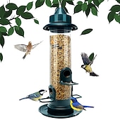 cheap Backyard Birding &amp; Wildlife-Bird Feeders for Outdoors Hanging  Squirrel Proof Bird Feeders for Outdoors Large Tube Bird Feeder with 4 Feeding Ports Bird Seed Feeder with Hook and Food Tray Attract Multiple Birds