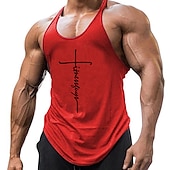 cheap Sports Gym T shirts-Men&#039;s Letter Tank Top Vest Top Undershirt Racer Back Tank Top Sleeveless T shirt U Neck Shirt Stylish Muscle Comfortable Sport Daily Vacation Black White Yellow Summer Clothing Apparel M L XL XXL