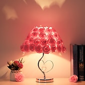baratos Candeeiros de mesa-Romântico rosa flor led candeeiro de mesa estilo dia dos namorados festa de casamento para menina quarto cabeceira luz da noite decoração presente iluminação do feriado